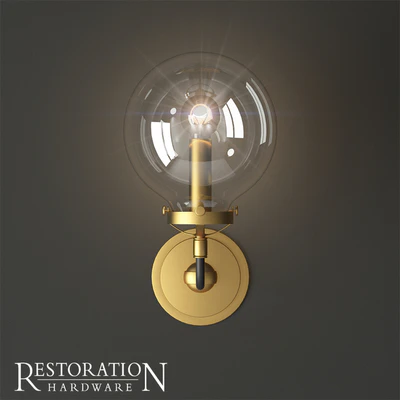 Rh bistro globe clear glass single sconce — Вид 2
