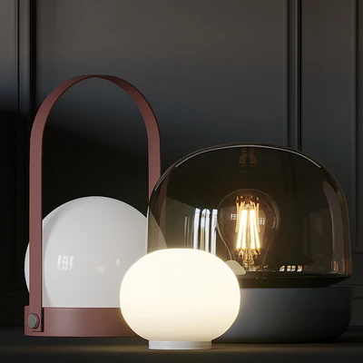 Carrie, Stone and Mini Glo-Ball T Table Lamps — Ver 1