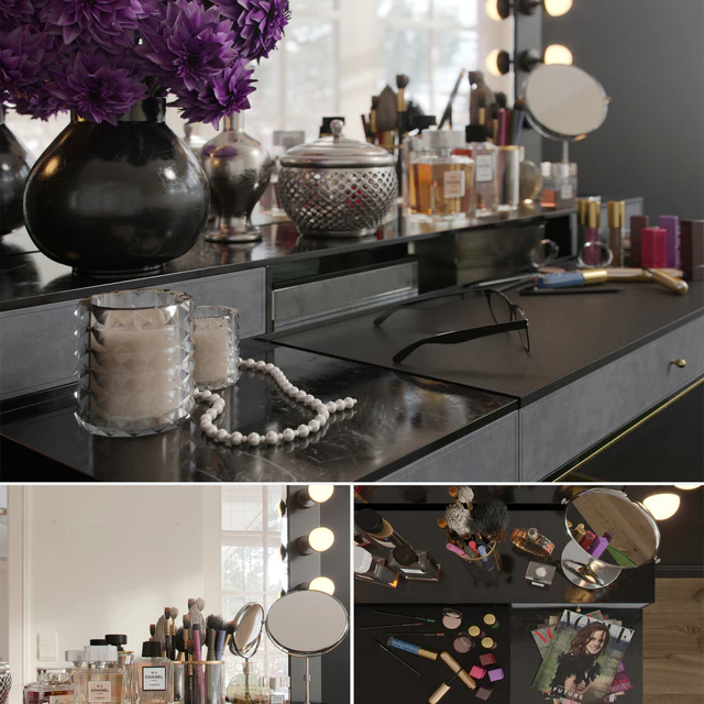 MakeUP Dressing Table Decorative Set Set 01 — Descargar