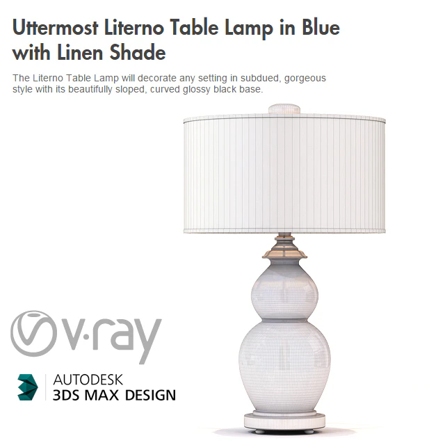 Uttermost Literno Table Lamp in Blue with Linen Shade — Descargar