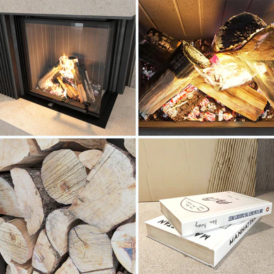 Decorative wall with fireplace set 03 — Ver 2