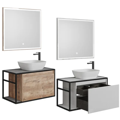 Nova Lite Loft 90 R / L white / rochelier / rustic oak (1 drawer) — Ver 1