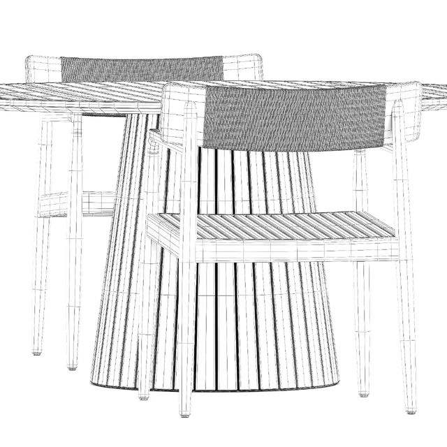 Archi Dining Chair With Arms and Whirl Teak Round Dining Table by Gloster — Скачать