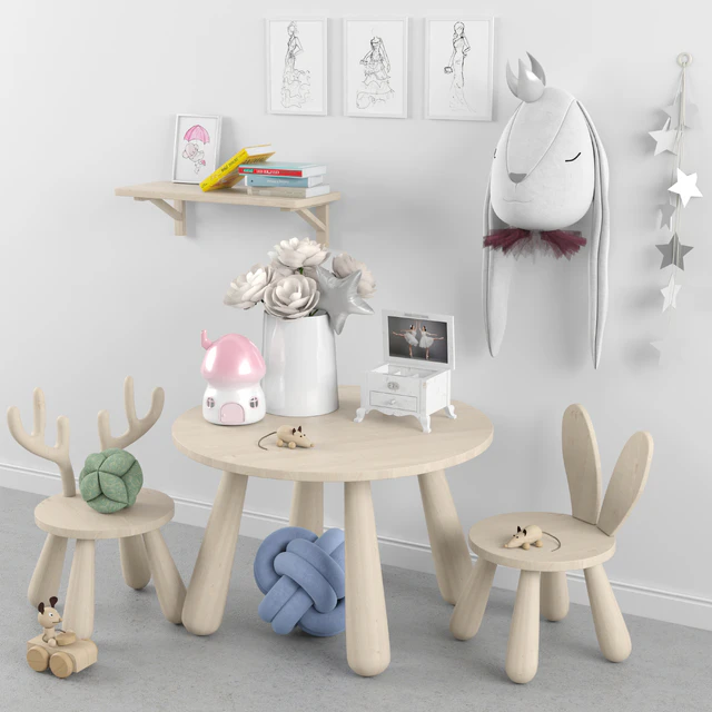 Decor for a children's room with toys 2. Table, chair — Descargar