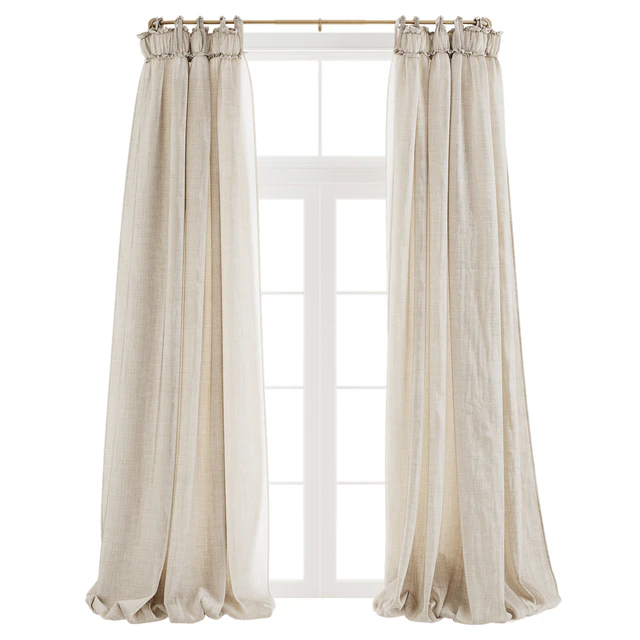 Balloon Drapery Linen Light Natural Curtains — Скачать
