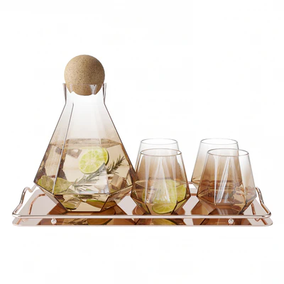 Geometric Glass Decanter Set — Ver 2
