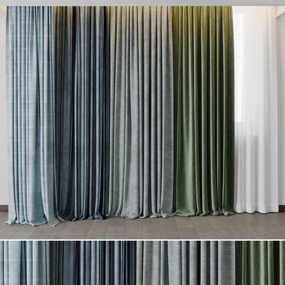 Hadi Curtains 40 - collection of green and blue curtains with patterns — Ver 1