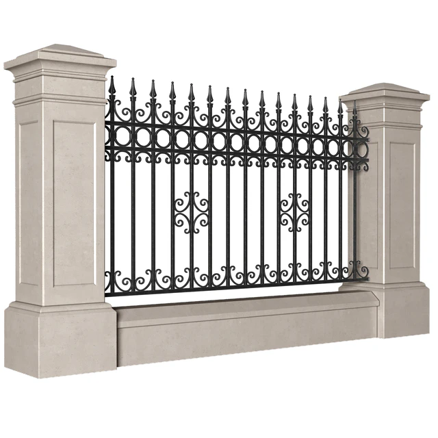 Забор в классическом стиле с кованным ограждением.Entrance Driveway Iron Gates — Скачать