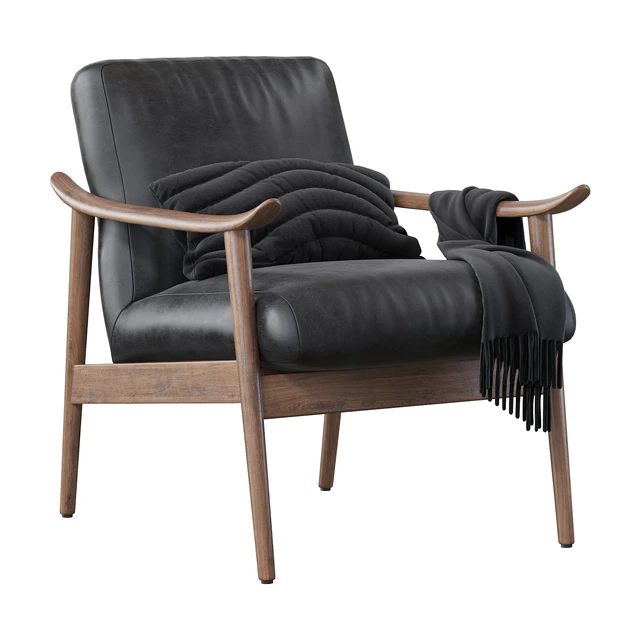 Mid-Century Vegan Leather Show Wood Chair — Descargar