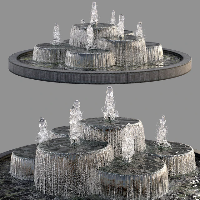 Circular  Pond with Fountains — Скачать