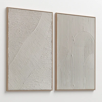 Mid-Century Beige Textural Plaster Wall Art C-460 — Ver 2