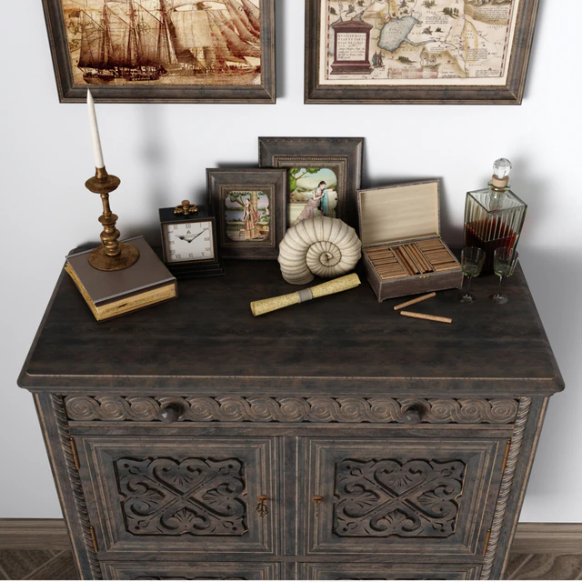 комод Winter White Antique Cabinet — Скачать