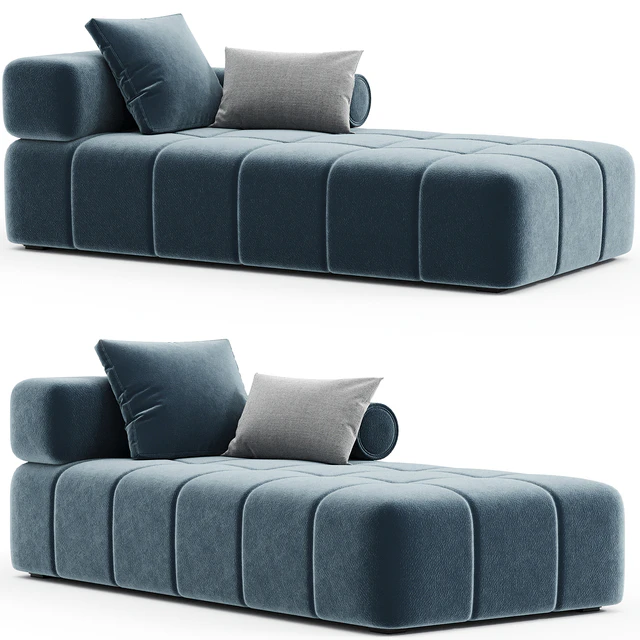 Contemporary Modular Sofa Settee in Velvet Blue Marine with metal base 01 — Скачать