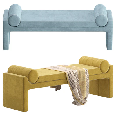 Coco Republic Bleecker Bench Velvet and Leather 8 set — Ver 3