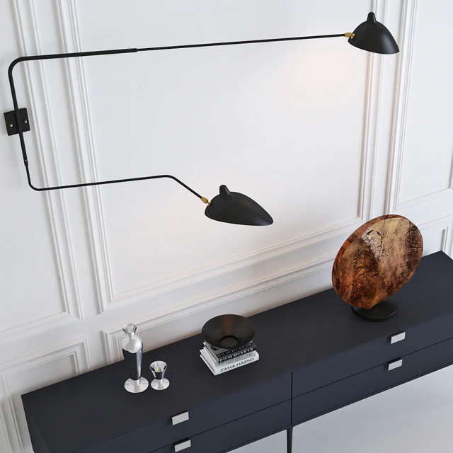 Serge Mouille Rotating Sconce Two Arms & Console — Скачать