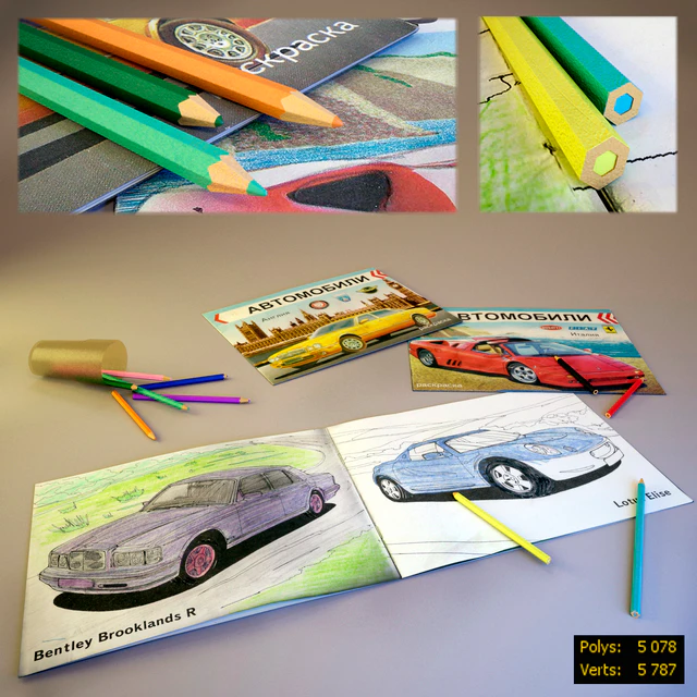 Children set: Coloring and pencils — Descargar