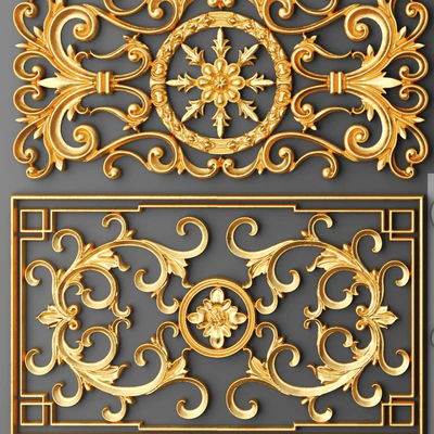 Набор, Решетки, Классика, Лепнина, Розетка, luxury, золотой декор, резьба, лепка, лепной, потолочная, классическая — Вид 2