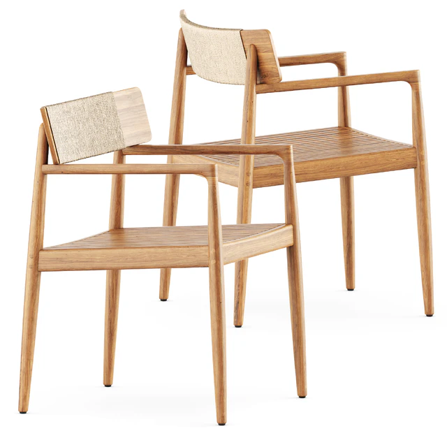 Archi Dining Chair With Arms and Whirl Teak Round Dining Table by Gloster — Скачать