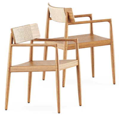 Archi Dining Chair With Arms and Whirl Teak Round Dining Table by Gloster — Вид 3