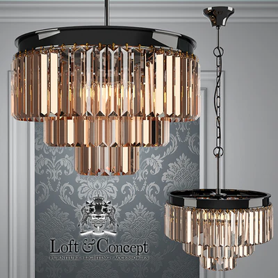Люстра RH 1920s Odeon Smoke Glass Fringe Chandelier - 3 rings — Вид 1