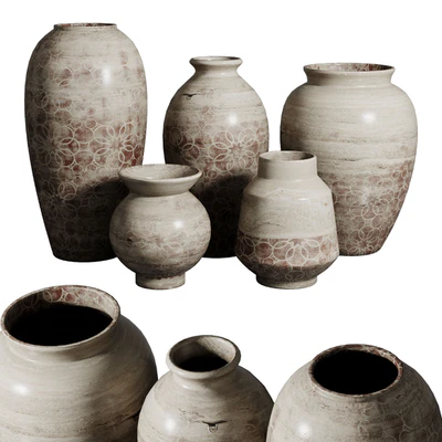 Old vase 3 material marble concrete plaster — Ver 1