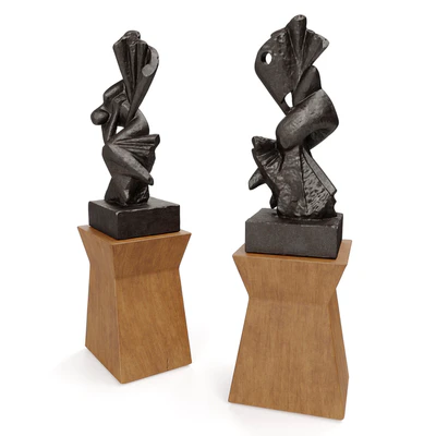 Metal Abstract figure wooden pedestal — Вид 3