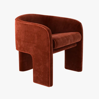 milo baughman armchair in orange velvet — Вид 1