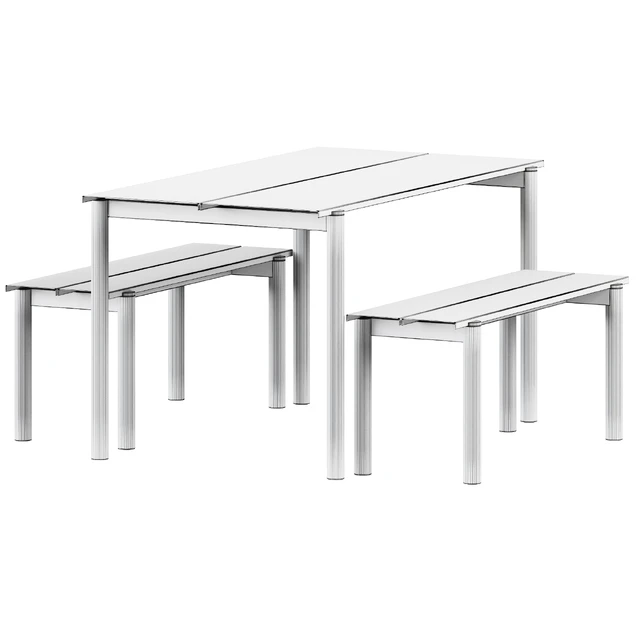 Linear Steel Garden Set L 140cm Table and Bench by Muuto — Descargar