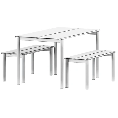 Linear Steel Garden Set L 140cm Table and Bench by Muuto — Ver 2