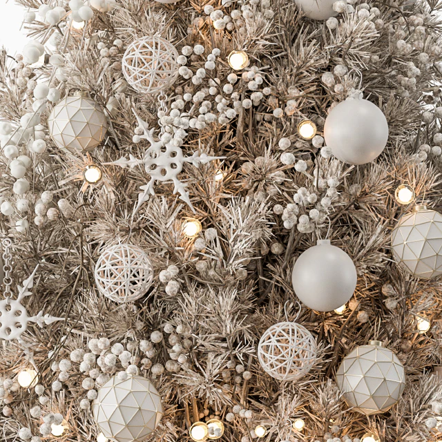 Christmas Decoration 34 - Christmas White and Cream Tree with Gift — Descargar