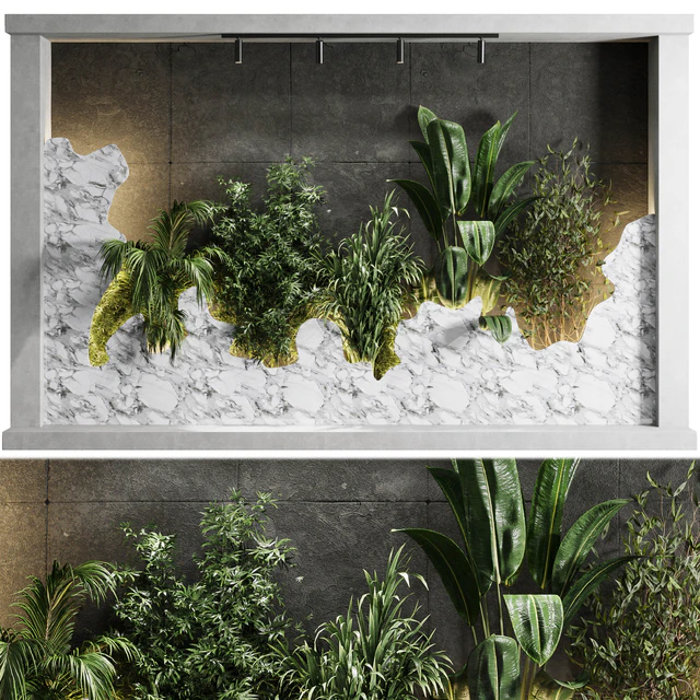 Vertical Wall Garden With concrete frame - wall decor houseplants indoor 02 — Скачать