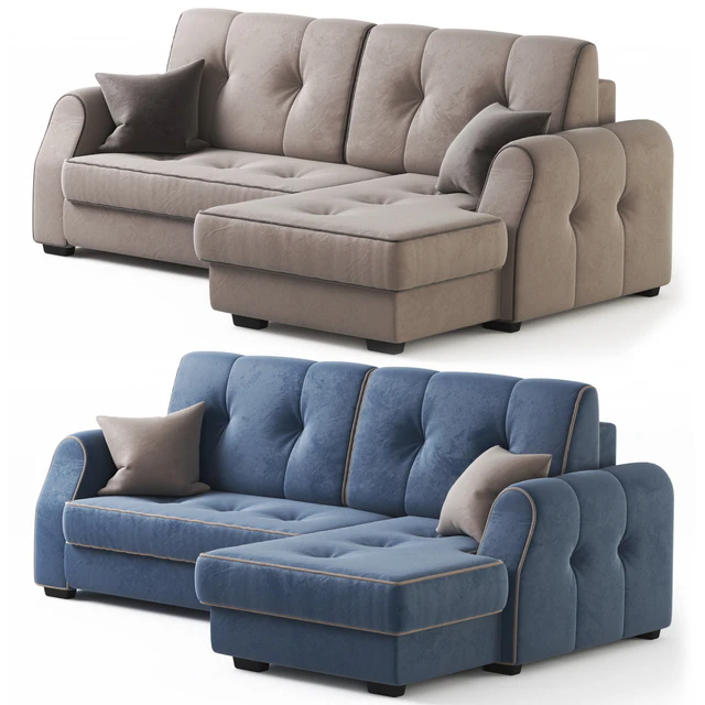 Corner sofa bed Oscar from Hoff. Beige and blue upholstery options. — Descargar