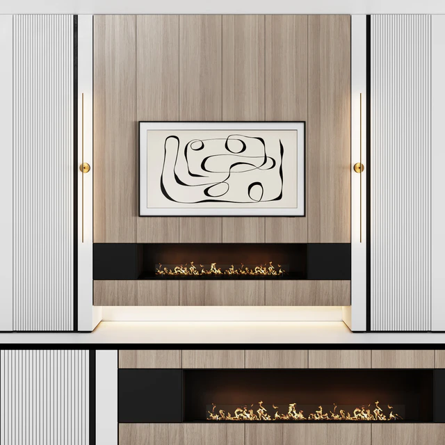 TV wall modular in modern style with decor 03 — Descargar