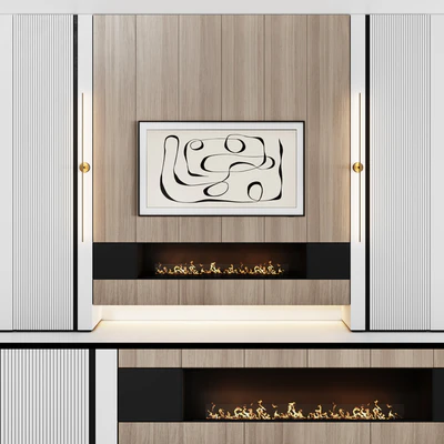 TV wall modular in modern style with decor 03 — Ver 1