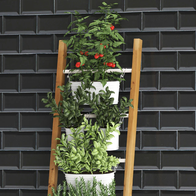 Vertical gardening. 35. kitchen garden, garden, vegetables, tomatoes, basil, greens, flowerpot, kitchen apron, tile, phytowall, phytomodule, eco design — Descargar