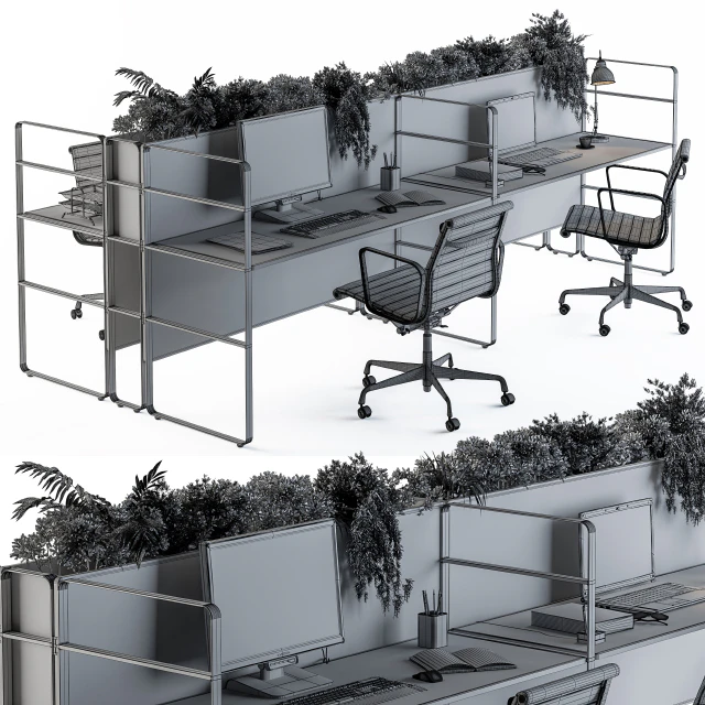 Office Black and Plants- loft style — Descargar