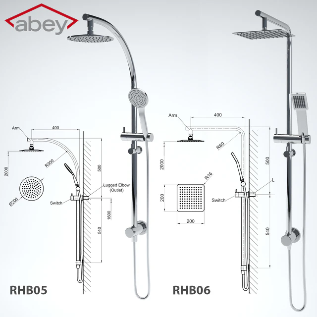 RHB05 MONZA Curve Rail and Hand Shower Ensemble — Скачать