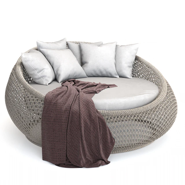 Vanfayette Round Wicker Rattan Patio Chaise Lounge — Descargar