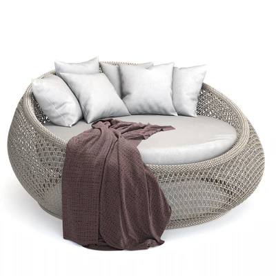 Vanfayette Round Wicker Rattan Patio Chaise Lounge — Ver 4