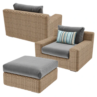 CAYMAN Outdoor Lounge with Ottoman — View 2