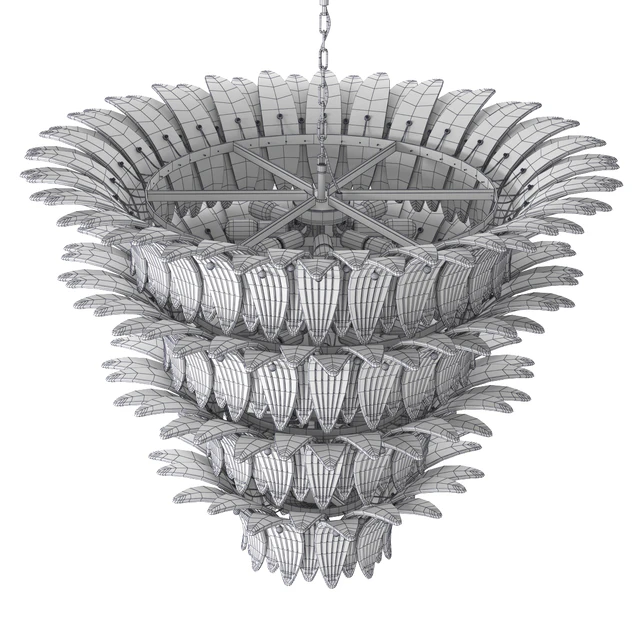 Large Palmette Chandelier Four Tiers Murano amber in the Style of Barovier — Descargar