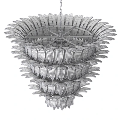 Large Palmette Chandelier Four Tiers Murano amber in the Style of Barovier — Ver 3