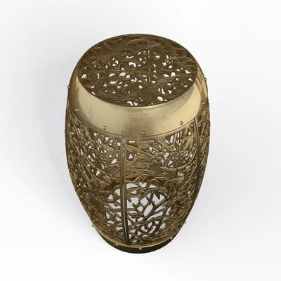 Ottoman Midcentury Asian Inspired Garden Stool — Ver 2