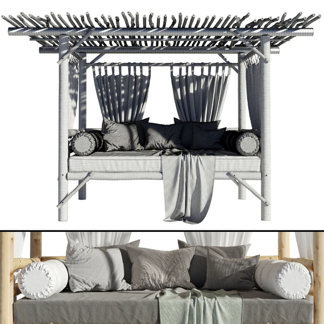 Landscape furniture with pergola and roof garden 04 — Скачать