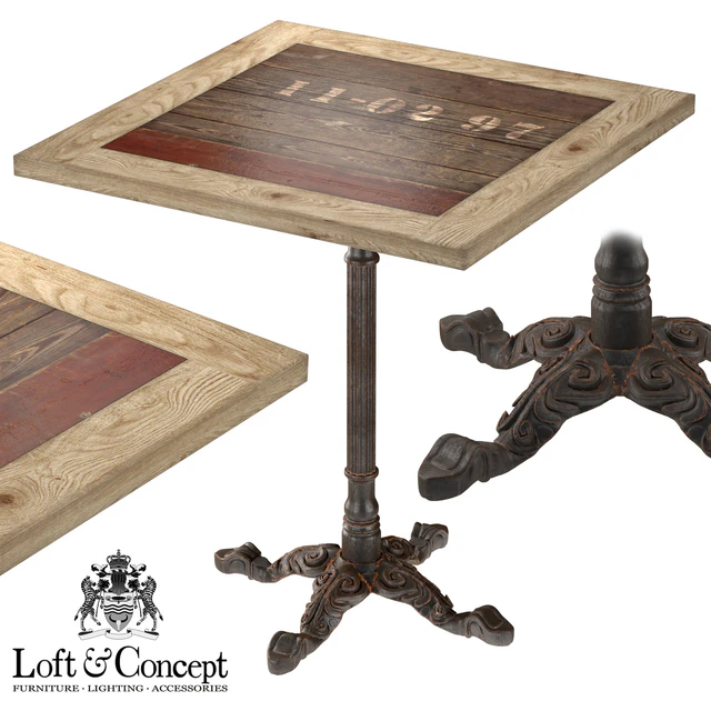 CAST IRON AND LARCH RESTAURANT TABLE SQUARE — Descargar