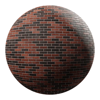 rusticated running bond brick wall texture red and black — View 1