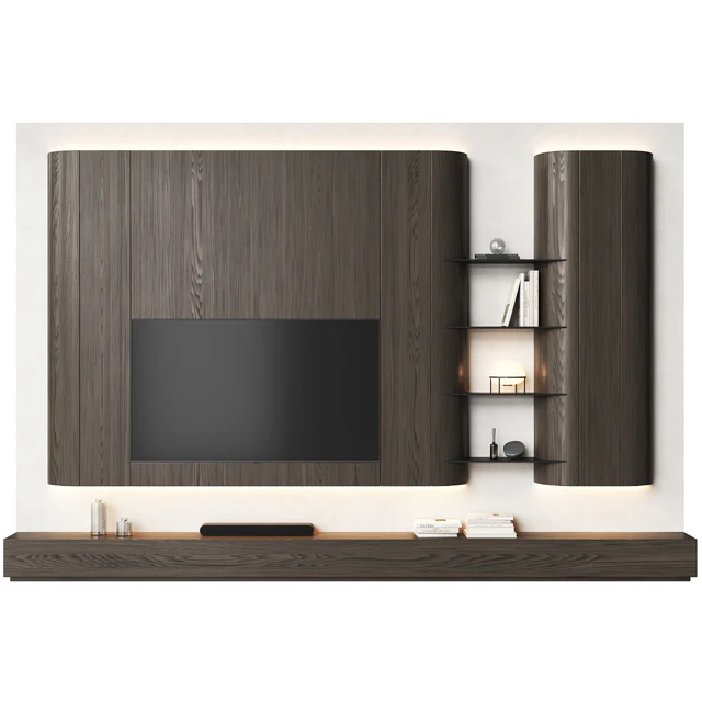 TV wall with furniture with rounded corners — Скачать