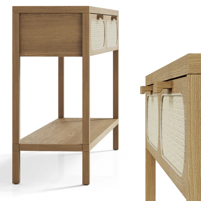 Classic Rattan and Wood Console — Ver 2