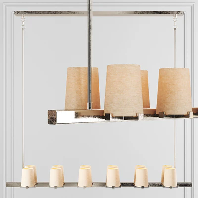 Restoration Hardware PAUILLAC LINEAR CHANDELIER 60 Fabric shade and Nickel — Вид 1