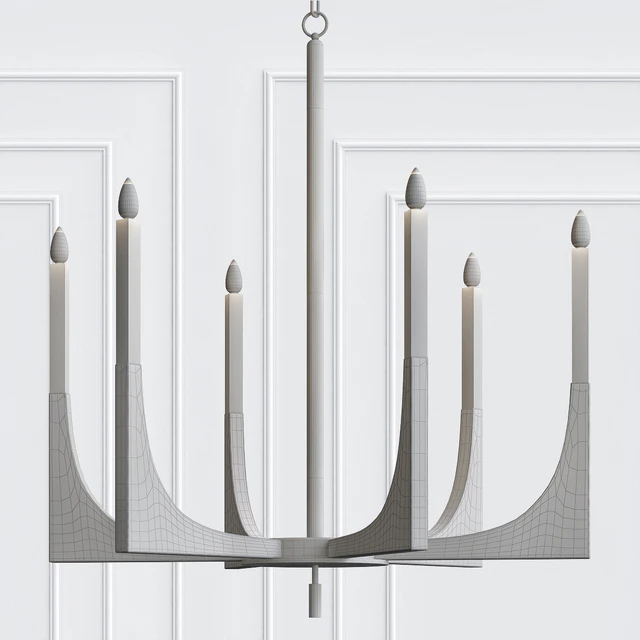 Acrylic Brass Finish Chandelier, 6 Lights — Descargar